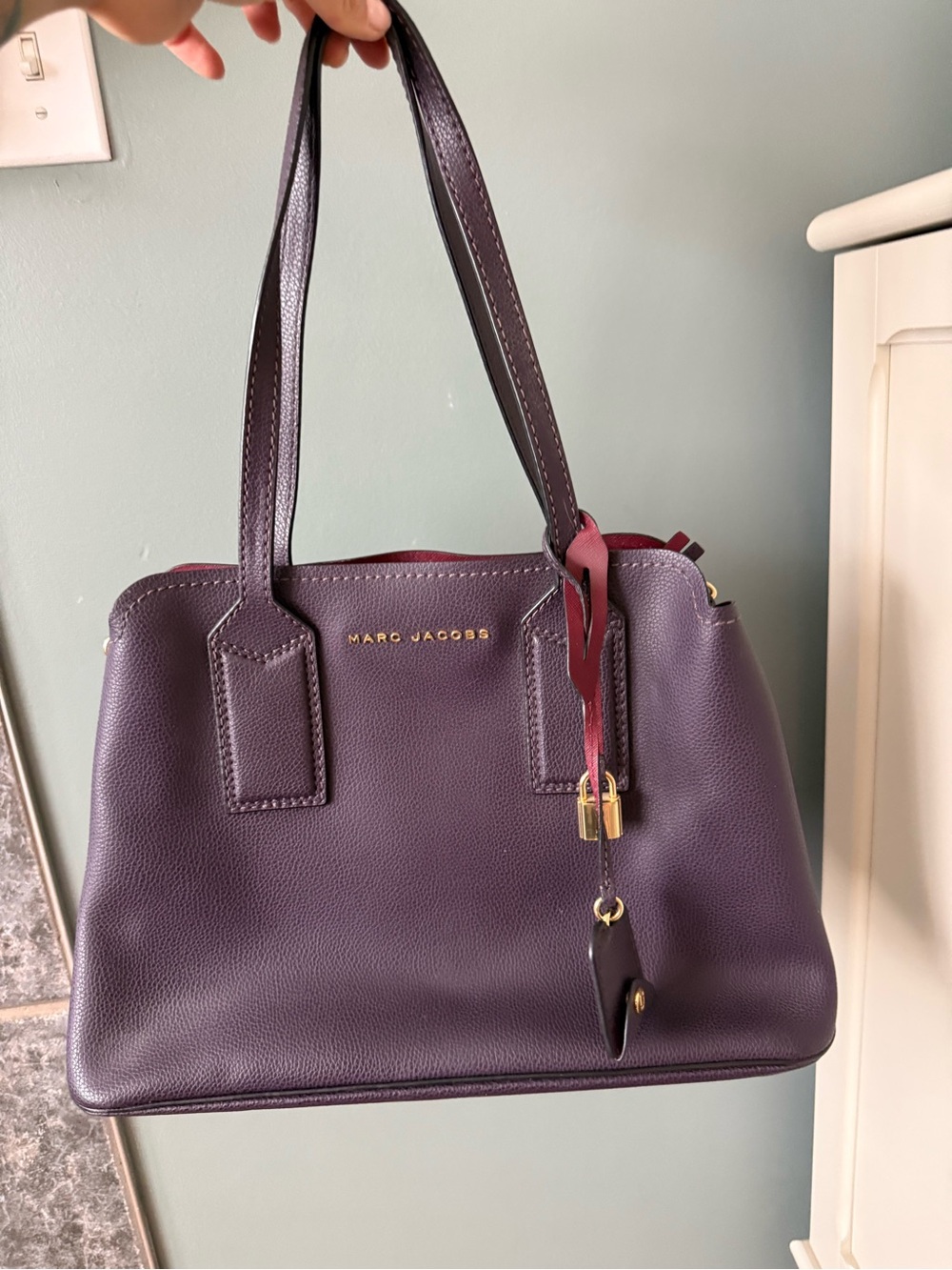 Marc Jacobs Plum Leather Tote with Gold Hardware